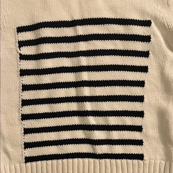J. Crew Cream and Navy Striped Crew Neck Sweater - Picture 3 of 5
